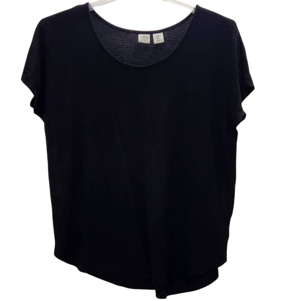Lucy & Laurel Women's Uneven-Bottom Pullover Scoop-Neck Short-Sleeve Shirt XL